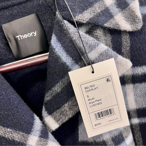 THEORY Wool-Blend Plaid Belted Coat - Picture 8 of 10